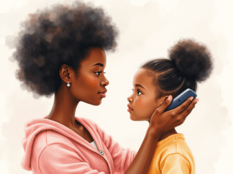 free clipart illustration of black mother and child (7)