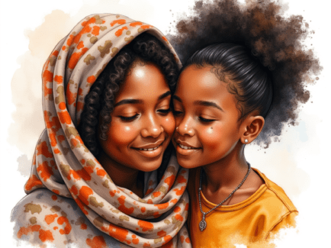 free clipart illustration of black mother and child embrace in love (3)