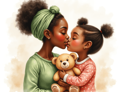 free clipart illustration of child bonding with mother (13)