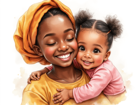 free clipart illustration of child bonding with mother (2)