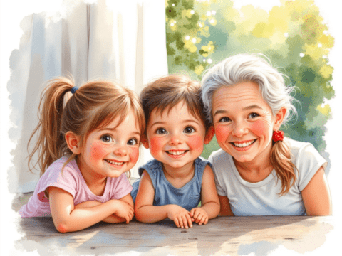 free clipart illustration of child bonding with mother (6)