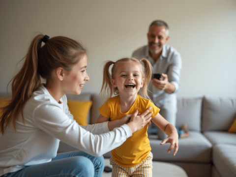 free clipart illustration of fathers day family gathering at home (1)