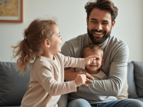 free clipart illustration of fathers day family gathering at home (2)