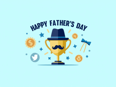 free clipart illustration of fathers day trophy blue background design (1)