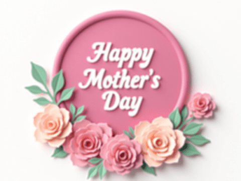 free clipart illustration of pink mothers day circle and flowers design (2)