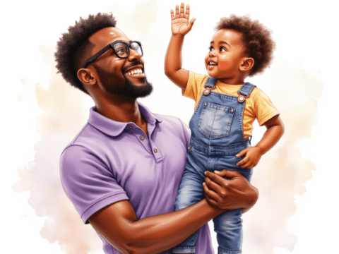 free clipart image of black father giving son high five (4)