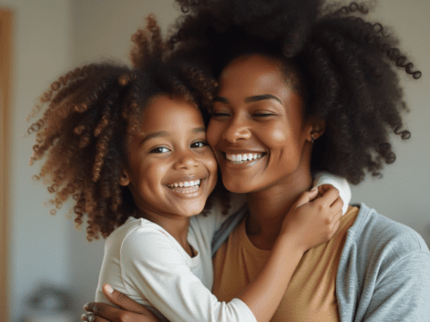 free stock photo of black mother embracing daughter (6)