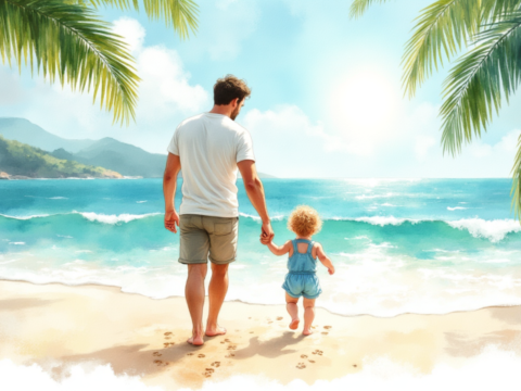 free clipart father playing with child at the beach (10)