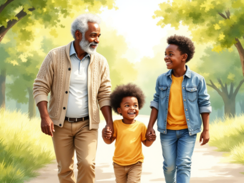 free clipart father walking in the park with son (2)