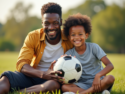 free stock photo father and child with football (1)